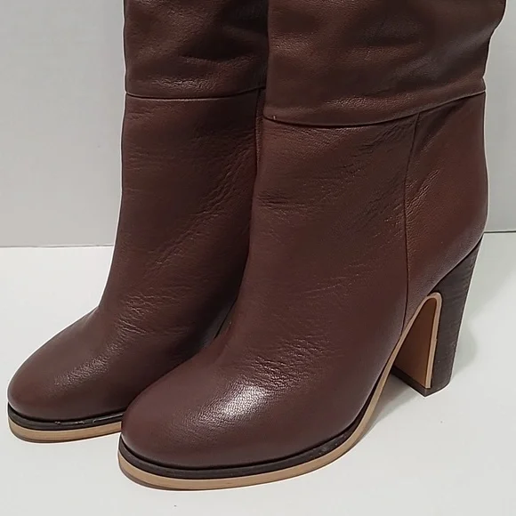 See by Chloe Genuine Brown Leather Heeled Boots Size 7/38 - Picture 14 of 16